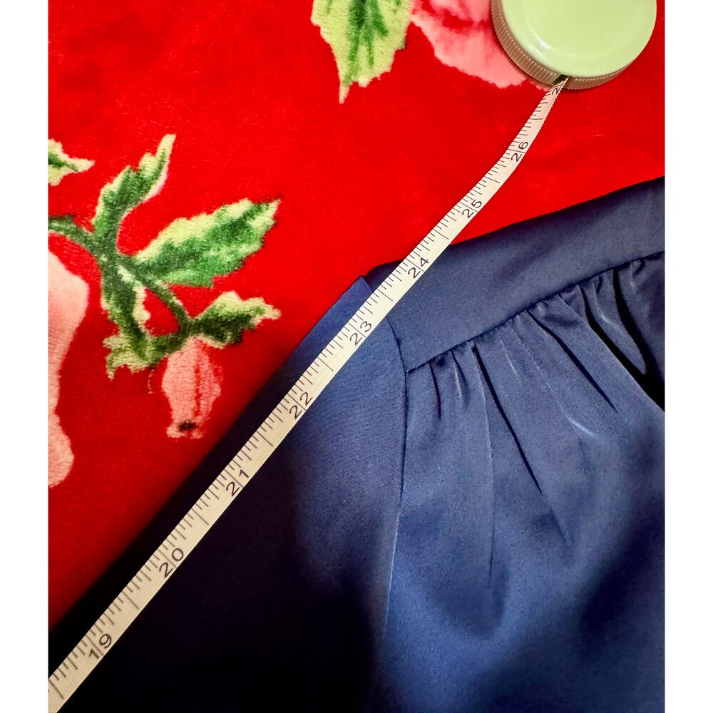 Jason Wu Satin Babydoll Peplum Blouse Small Navy Plunge Holiday Coquette Peasant - Picture 12 of 15